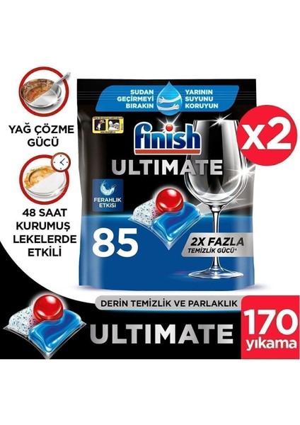 Ultimate Hepsi Bir Arada Bulaşık Makinesi Deterjanı Kapsül Tablet 170 Adet (85 x 2'li)