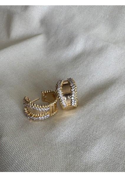 Kalın Plaka Taşlı Halka Küpe fiyatları