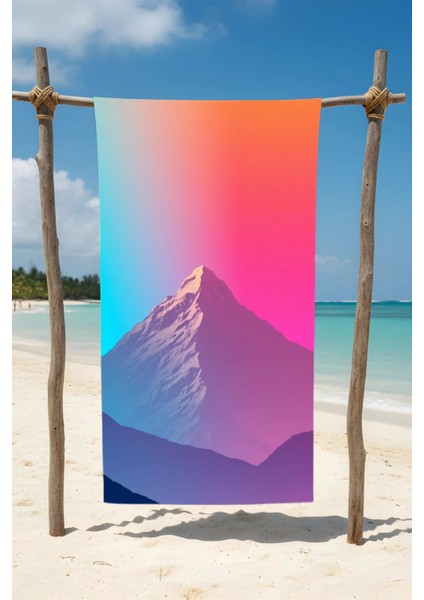 Pembe Dağ Pamuk Plaj Havlusu – Desenli Tasarım – 75X150 cm fiyatları