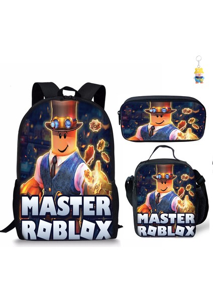 Roblox Öğrenci Okul Çantası Ilkokul ve Ortaokul Öğrencileri Sırt Çantası Üç Parçalı Set (Yurt Dışından)