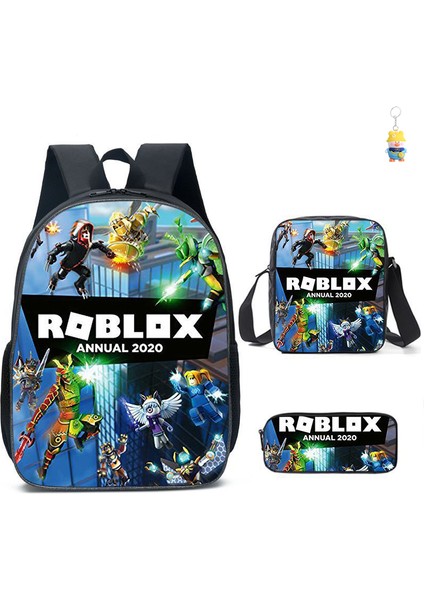 Roblox Öğrenci Okul Çantası Ilkokul ve Ortaokul Öğrencileri Sırt Çantası Üç Parçalı Set (Yurt Dışından)