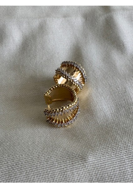 Kalın Plaka Taşlı Halka Küpe indirimleri