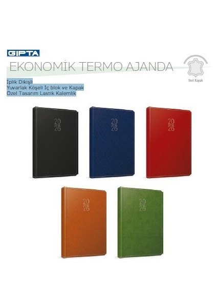 2026 100-ETK Iplik Dikişli-Deri Sert Kapak 14X20 Günlük Ajanda 336 Sayfa(Ingilizce-Almanca-Rusça) modelleri