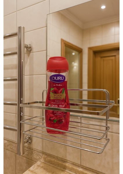Banyo Köşe Rafı Lamalı Tek Katlı Şampuanlık Hem Vidalı Hem Yapışkan Stickerlı Krom