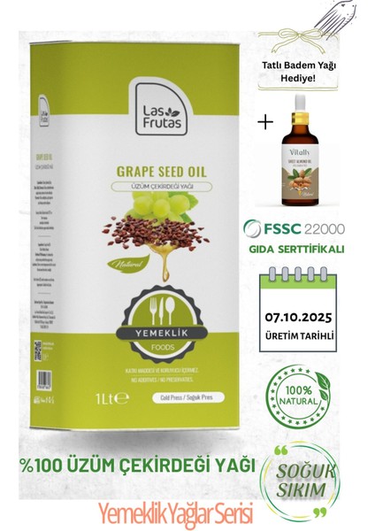 Yemeklik Üzüm Çekirdeği Yağı 1 Litre – Soğuk Sıkım, Saf & Doğal