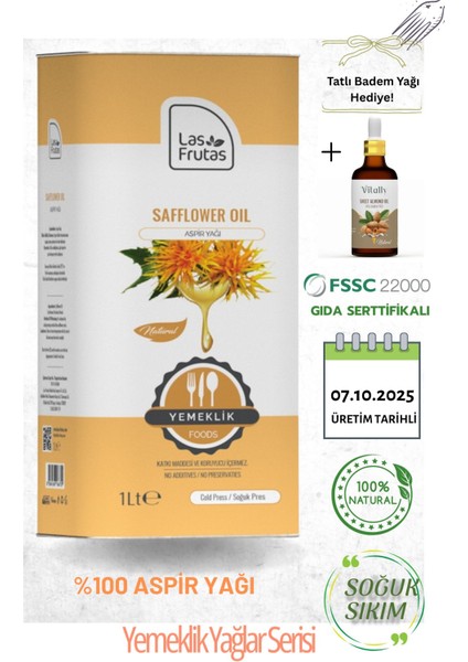 Yemeklik Aspir Tohumu Yağı 1 Litre – Soğuk Sıkım, Saf & Doğal