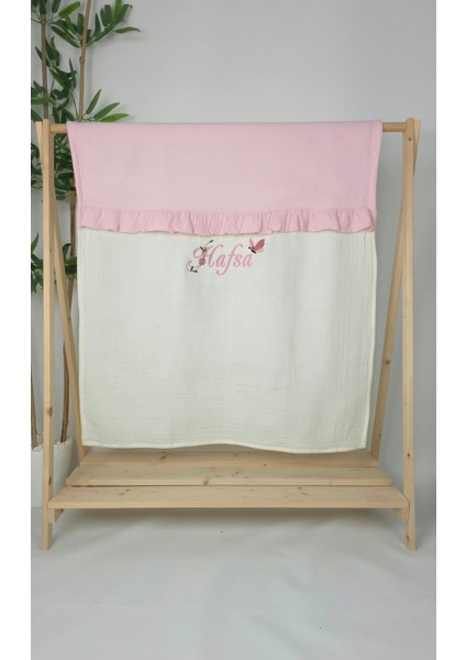 Müslin Yeni Doğan 4katlı Organik %100PAMUK Kişiye Özgü Nakışlı Hastane Çıkış Seti(Kelebekli Papatya) fırsatları