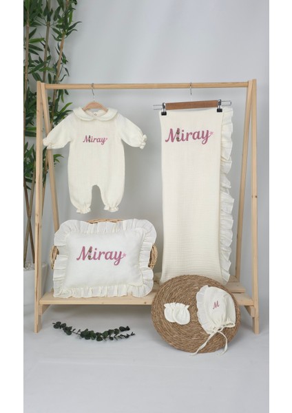 Müslin Yeni Doğan 4katlı Organik %100PAMUK Kişiye Özgü Nakışlı Hastane Çıkış Seti (Papatya Model-12) fiyatları