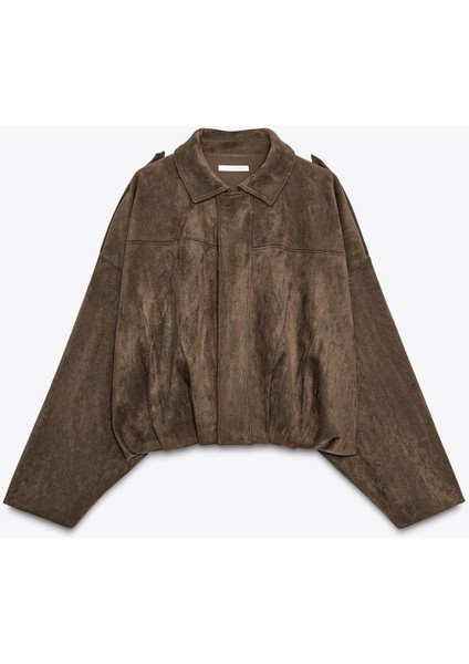 Süet Apoletli Bomber Ceket