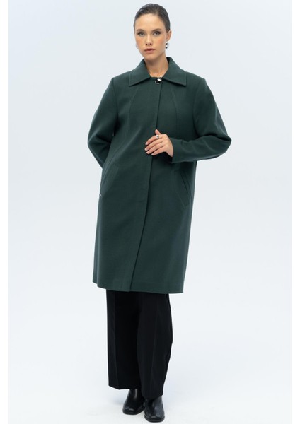Gömlek Yaka Punto Detaylı Büyük Beden Kaban Yeşil 3117 fırsatları
