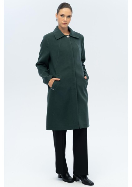 Gömlek Yaka Punto Detaylı Büyük Beden Kaban Yeşil 3117 indirimleri