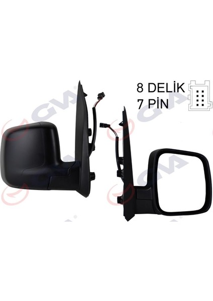 1029330 - Dış Dikiz Aynası Sağ Fıorıno-Bıpper-Nemo 07 Elektrikli Isıtmalı Sensörlü Konveks 7 Fiş VM-6115EHSR