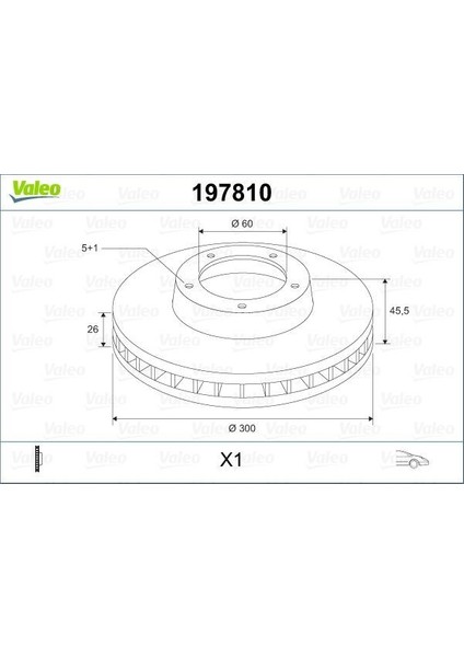 197810 - Ön Fren Aynası Astra K 15 16 Inç / 5 Delik 300×26X5DL Havalı