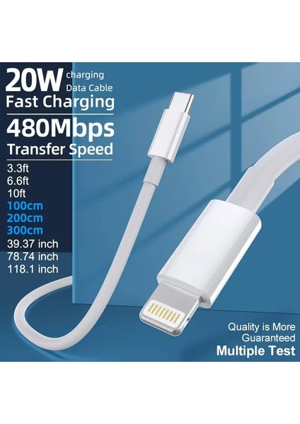 Iphone 11/12/13/14/plus/pro/pro Max Ile Uyumlu Şarj Seti 20W Adaptör+Lightnin Type-C Kablo