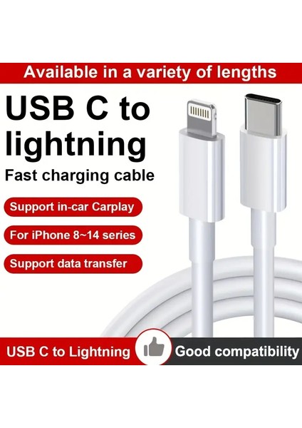 Iphone 11/12/13/14/plus/pro/pro Max Ile Uyumlu Şarj Seti 20W Adaptör+Lightnin Type-C Kablo