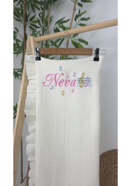 Müslin Yeni Doğan 4katlı Organik %100PAMUK Kişiye Özgü Nakışlı Hastane Çıkış Seti (Nota Model) fırsatları