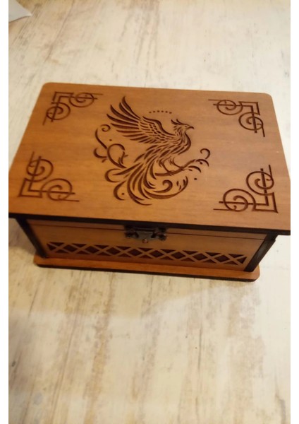 Tarot Kutusu Sunak Run Taşları Kutusu El Işi Anka Kuşu Ahşap