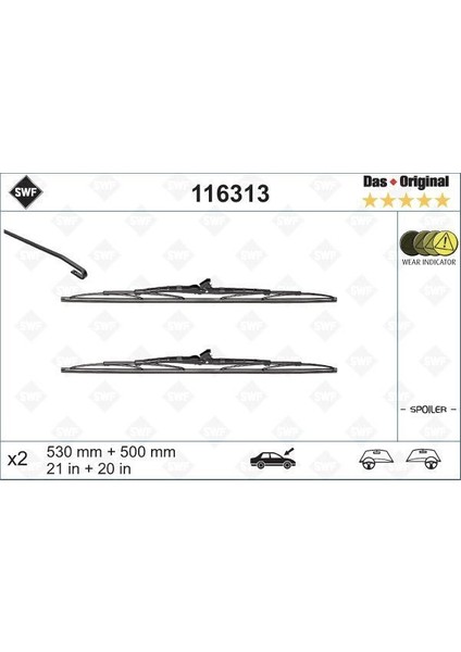 116313 - Silecek Swf 53 50×2 St Yt Bmw E36 Volvo S40 95-04 A4 Mondeo 93-00 Saab 9.3 900