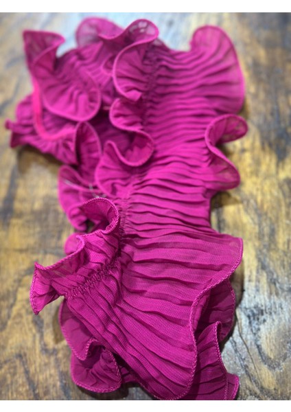 Pembe Fırfırlı Lastikli Şerit Dikiş Giyim Aksesuarı 100X8 cm fiyatları