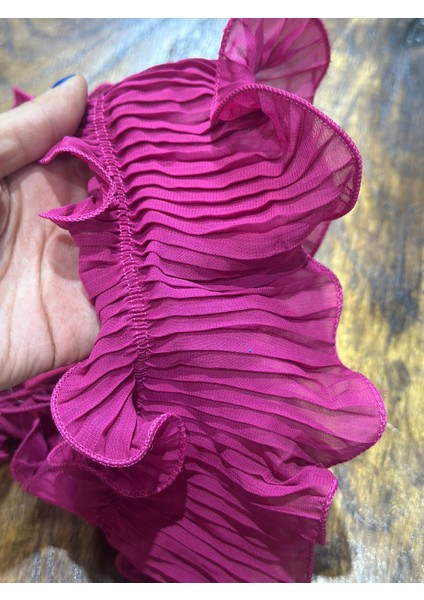 Pembe Fırfırlı Lastikli Şerit Dikiş Giyim Aksesuarı 100X8 cm modelleri