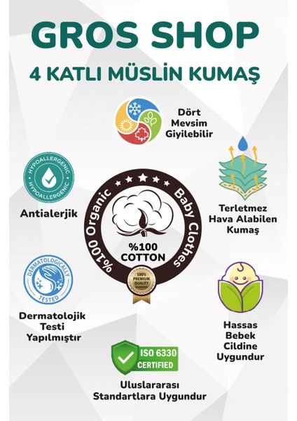 Müslin Yeni Doğan 4katlı Organik %100PAMUK Kişiye Özgü Nakışlı Hastane Çıkış Seti(3'lü Kelebk Model)