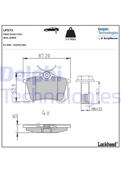 Delphı LP571 - Arka Balata Mgn Iı-Lgn-Golf Iıı-Iv-Passat III-POLO-C3-C4-P307-AUDI A3-A4