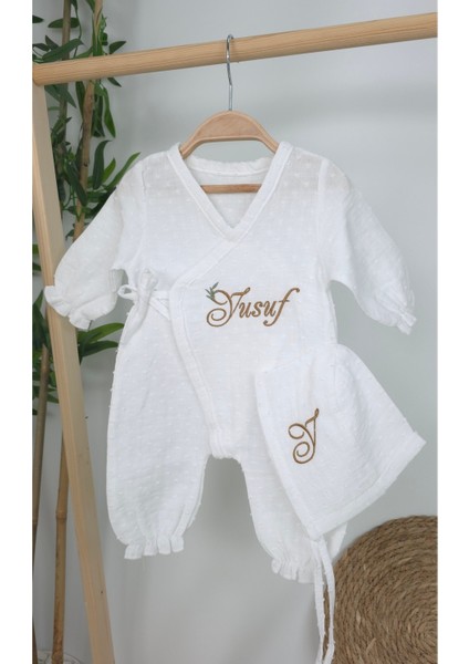 Müslin Yeni Doğan 2katlı Organik %100PAMUK Kişiye Özgü Nakışlı Hastane Çıkış Seti(Ikili Dal Model-3) fiyatları