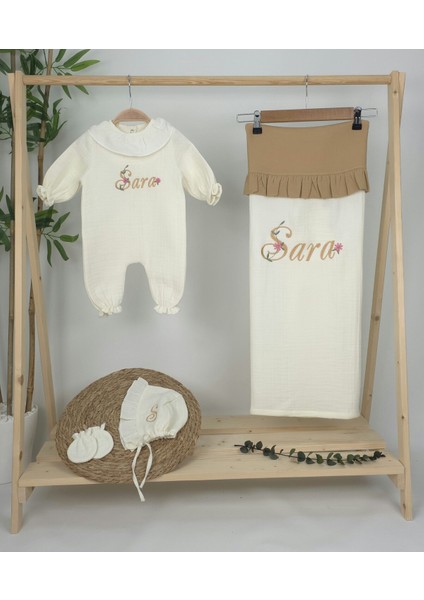 Müslin Yeni Doğan 4katlı Organik %100PAMUK Kişiye Özgü Nakışlı Hastane Çıkış Seti (Papatya Model-13) fiyatları