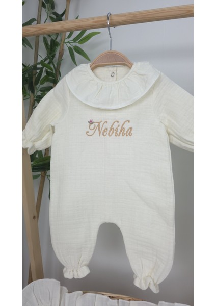 Müslin Yeni Doğan 4katlı Organik %100PAMUK Kişiye Özgü Nakışlı Hastane Çıkış Seti (Dallı Papatya) modelleri