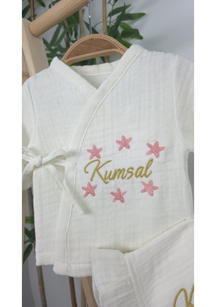 Müslin Yeni Doğan 4katlı Organik %100PAMUK Kişiye Özgü Nakışlı Hastane Çıkış Seti(Okyanus Model-2) modelleri