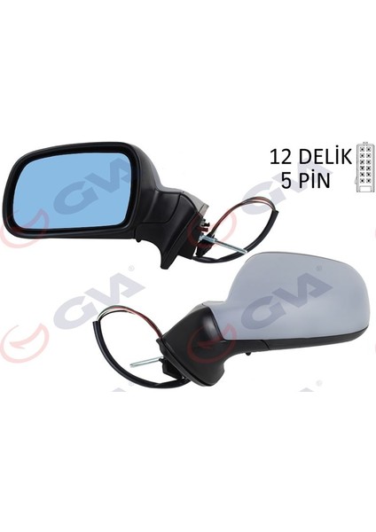 1043431 - Dış Dikiz Aynası Sol 407 05 Elektrikli Isıtmalı Mavi Cam Astarlı Konveks 5 Fiş VM-204EHPL
