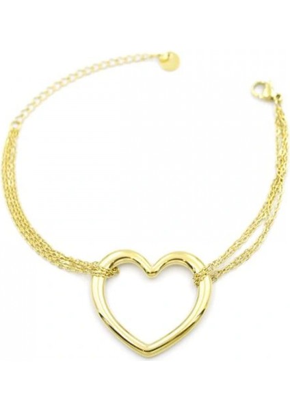 Zincir Kalp Bileklik - Altın