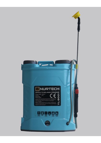 16 Litre Akülü Şarjlı Sırt Ilaçlama Pompası YL-8001