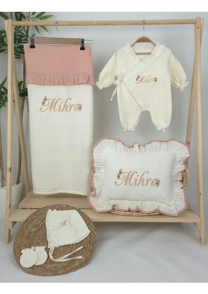 Müslin Yeni Doğan 4katlı Organik %100PAMUK Kişiye Özgü Nakışlı Hastane Çıkış Seti (Papatya Model-11) fiyatları