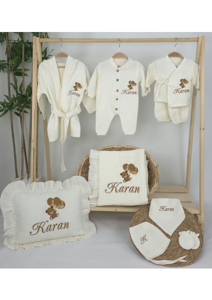 Müslin Yeni Doğan 4katlı Organik %100PAMUK Kişiye Özgü Nakışlı Hastane Çıkış Seti (Ayıcık Model-6) fiyatları