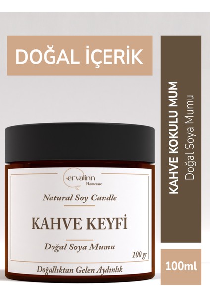 Kahve Kokulu Doğal Soya Mumu 100 gr+DUDAK BALSAMI HEDİYE