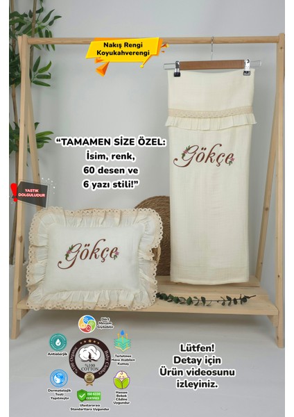 Müslin Yeni Doğan 4katlı Organik %100PAMUK Kişiye Özgü Nakışlı Hastane Çıkış Seti (Papatya Model-8)