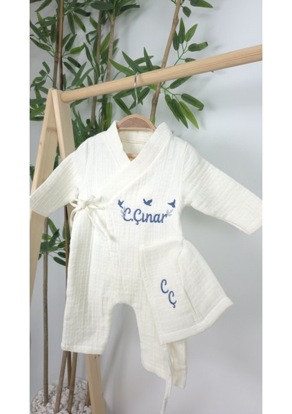 Müslin Yeni Doğan 4katlı Organik %100PAMUK Kişiye Özgü Nakışlı Hastane Çıkış Seti-3'lü Kuş Model fiyatları