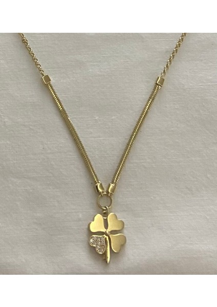 Taşlı Yonca Altın Kolye fırsatları