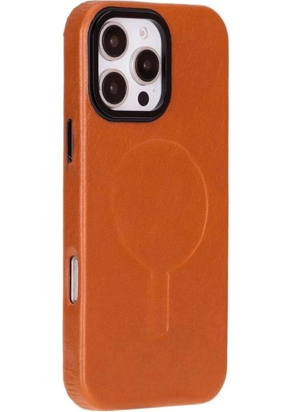 Apple iPhone 16 Pro Max Uyumlu, Hakiki Deri, El Yapımı Kılıf, Gölgeli Taba