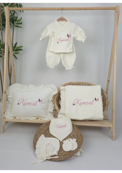 Müslin Yeni Doğan 4katlı Organik %100PAMUK Kişiye Özgü Nakışlı Hastane Çıkış Seti (Kelebek Model-2) fiyatları