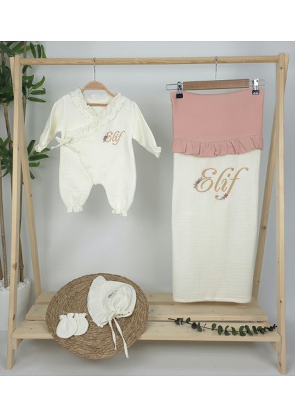Müslin Yeni Doğan 4katlı Organik %100PAMUK Kişiye Özgü Nakışlı Hastane Çıkış Seti (Papatya Model-7) fiyatları