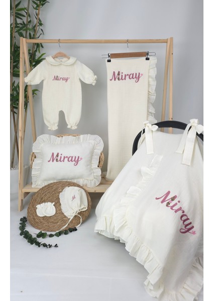Müslin Yeni Doğan 4katlı Organik %100PAMUK Kişiye Özgü Nakışlı Hastane Çıkış Seti (Papatya Model-12) fiyatları