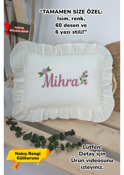 Müslin Yeni Doğan 4katlı Organik %100PAMUK Kişiye Özgü Nakışlı Hastane Çıkış Seti (Güllü Mode-3)