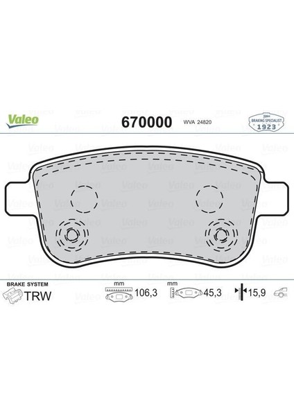 670000 - Arka Fren Balatası Fluence 09 Megane Iıı 09 Megane Iv 15 Scenıc Iıı 09 Clıo V 19 Captur Iı 20 1.0 Tce 1.2 Tce 1.3 Tce 1.5 Dcı 1.6 Sce 440603734R