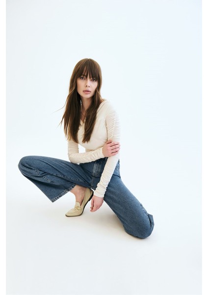 KARLA Straight Fit Orta İndigo Kadın Jean Pantolon fırsatları