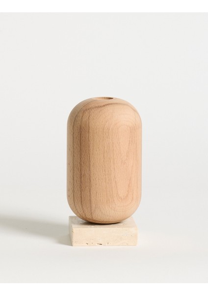 Ahşap Gövdeli Traverten Dekoratif Şamdan fiyatları