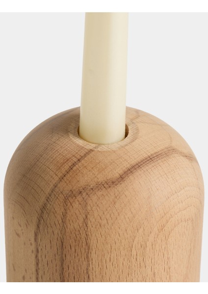 Ahşap Gövdeli Traverten Dekoratif Şamdan