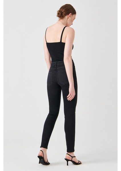 NELLY Skinny Fit Yıkamalı Siyah Kadın Jean Pantolon