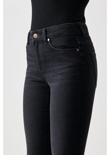 NELLY Skinny Fit Yıkamalı Siyah Kadın Jean Pantolon